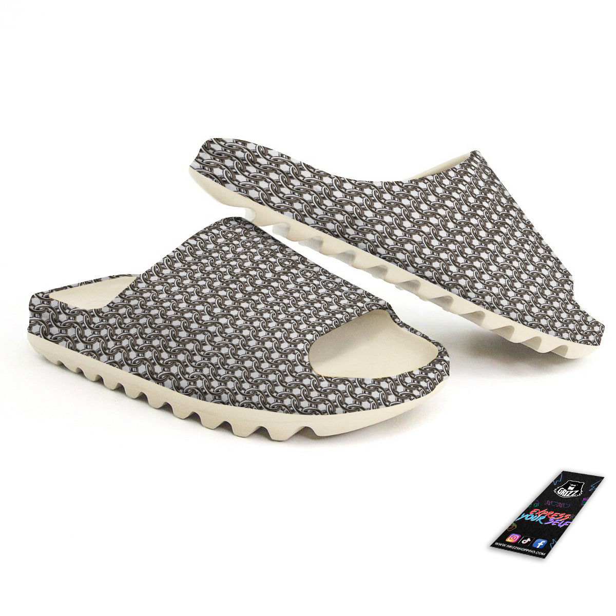 Chainmail Texture Print Sandals-grizzshop