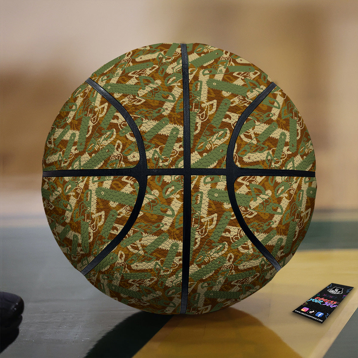 Chainsaw Camo Print Pattern Basketball-grizzshop