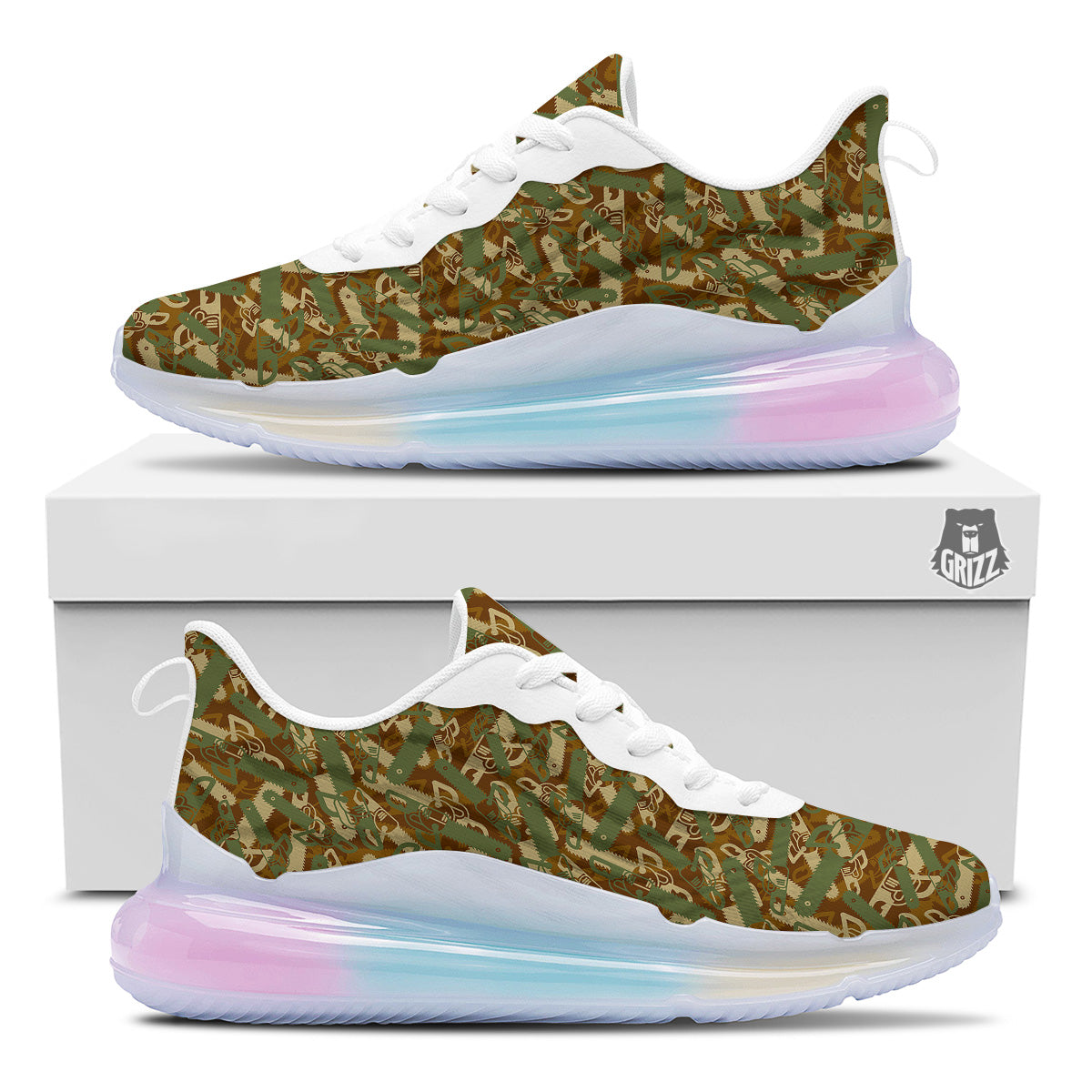 Chainsaw Camo Print Pattern Running Sneakers-grizzshop