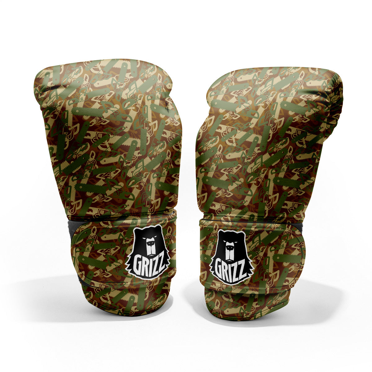 Chainsaw Camo Print Pattern Sparring Gloves-grizzshop