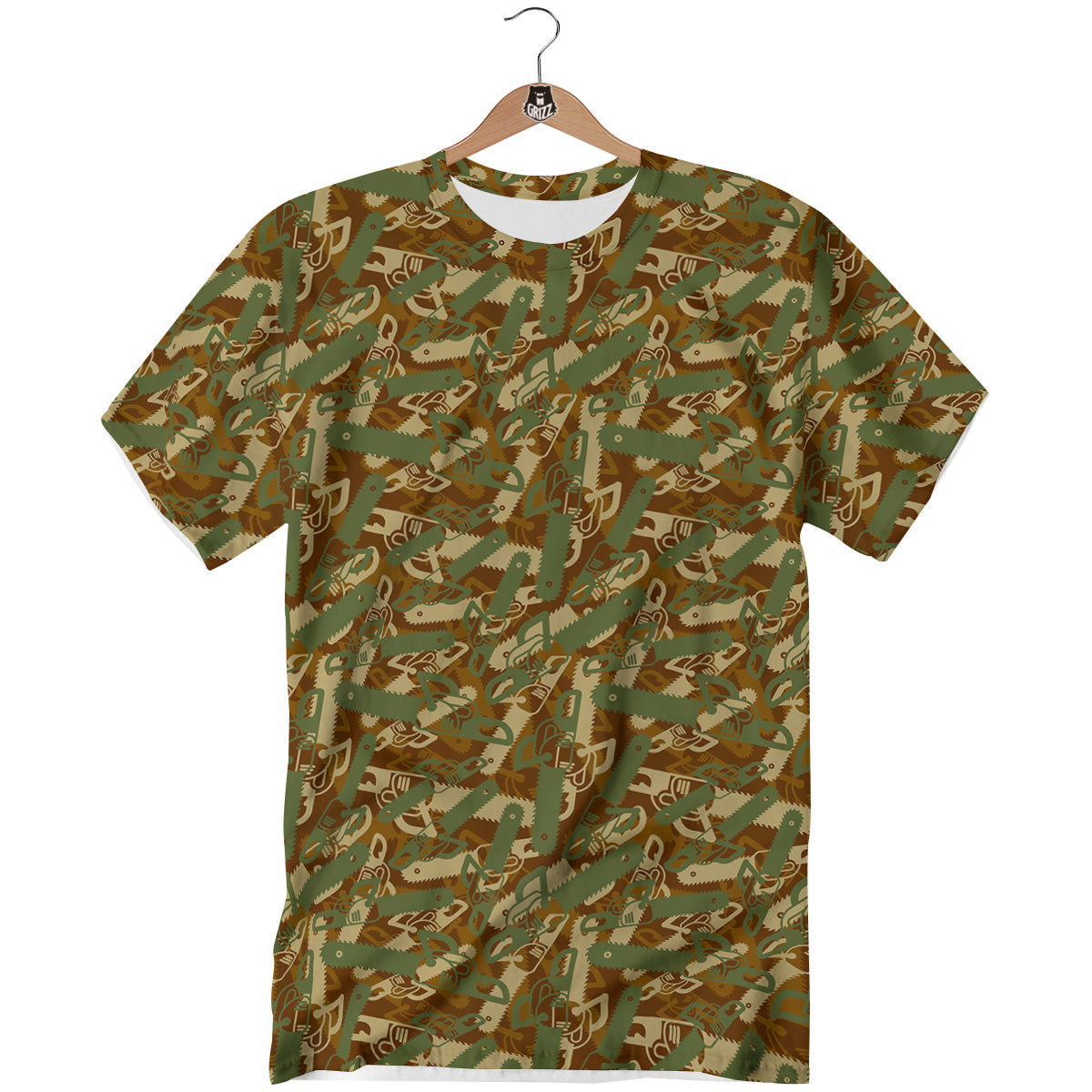 Chainsaw Camo Print Pattern T-Shirt-grizzshop