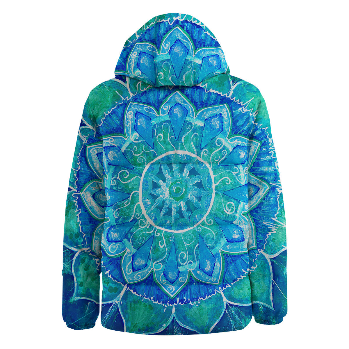 Chakra Mandala Blue Vishuddha Print Down Jacket-grizzshop