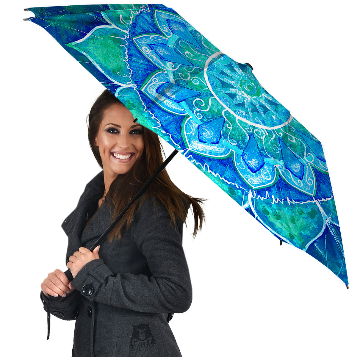 Chakra Mandala Blue Vishuddha Print Umbrella-grizzshop