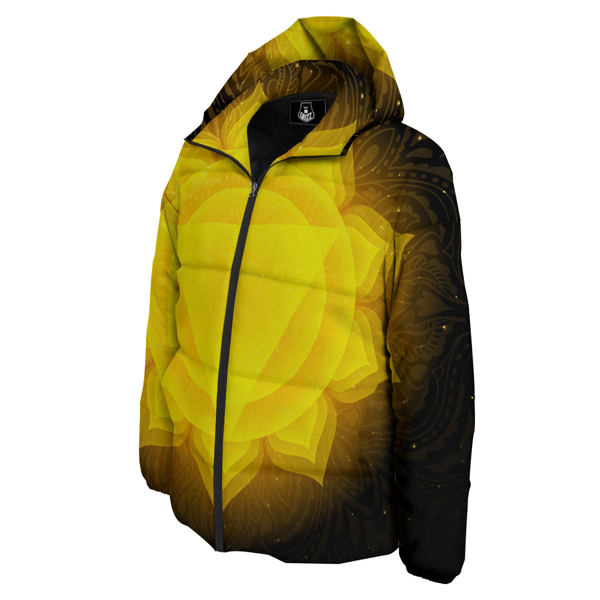 Chakra Manipura Mandala Print Down Jacket-grizzshop
