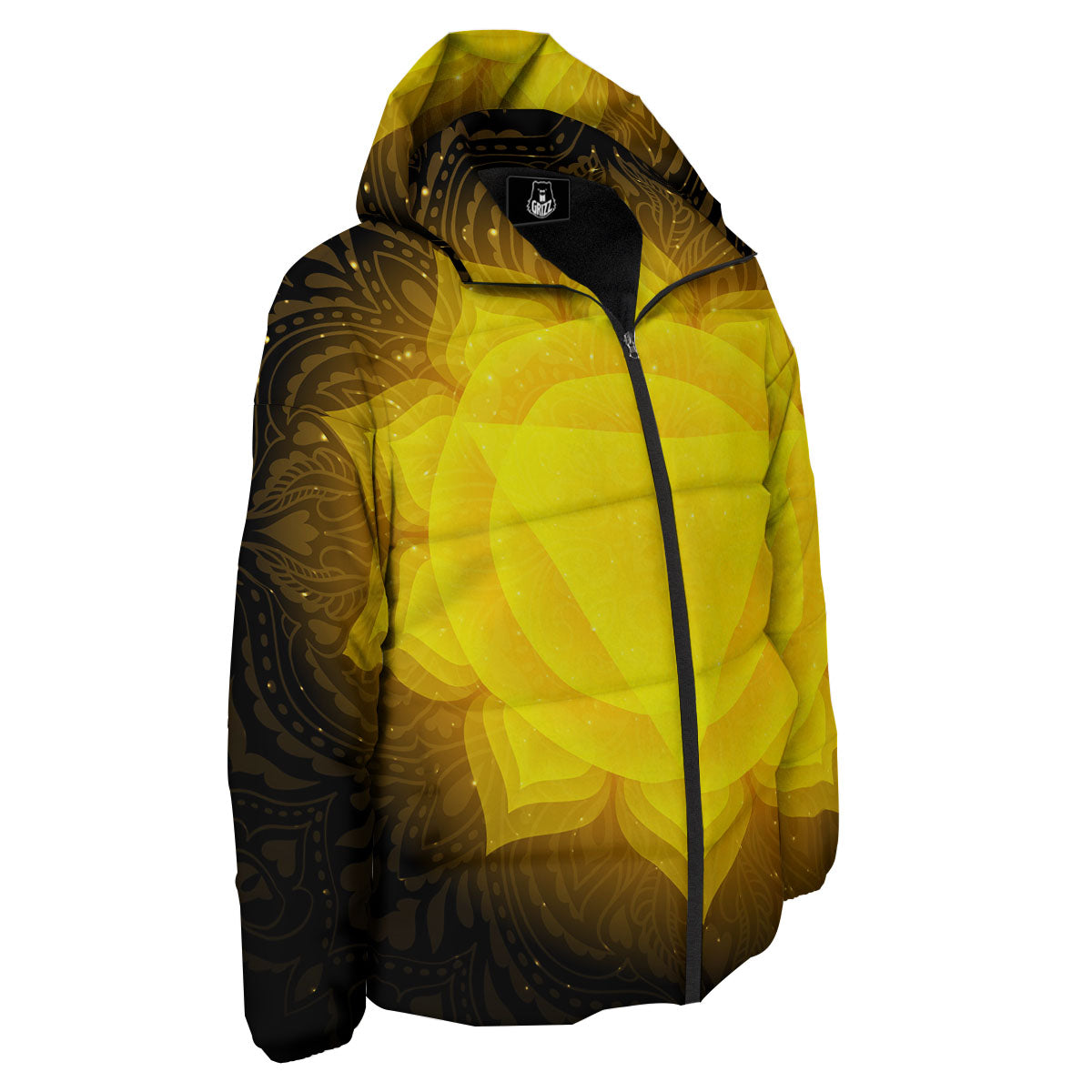 Chakra Manipura Mandala Print Down Jacket-grizzshop