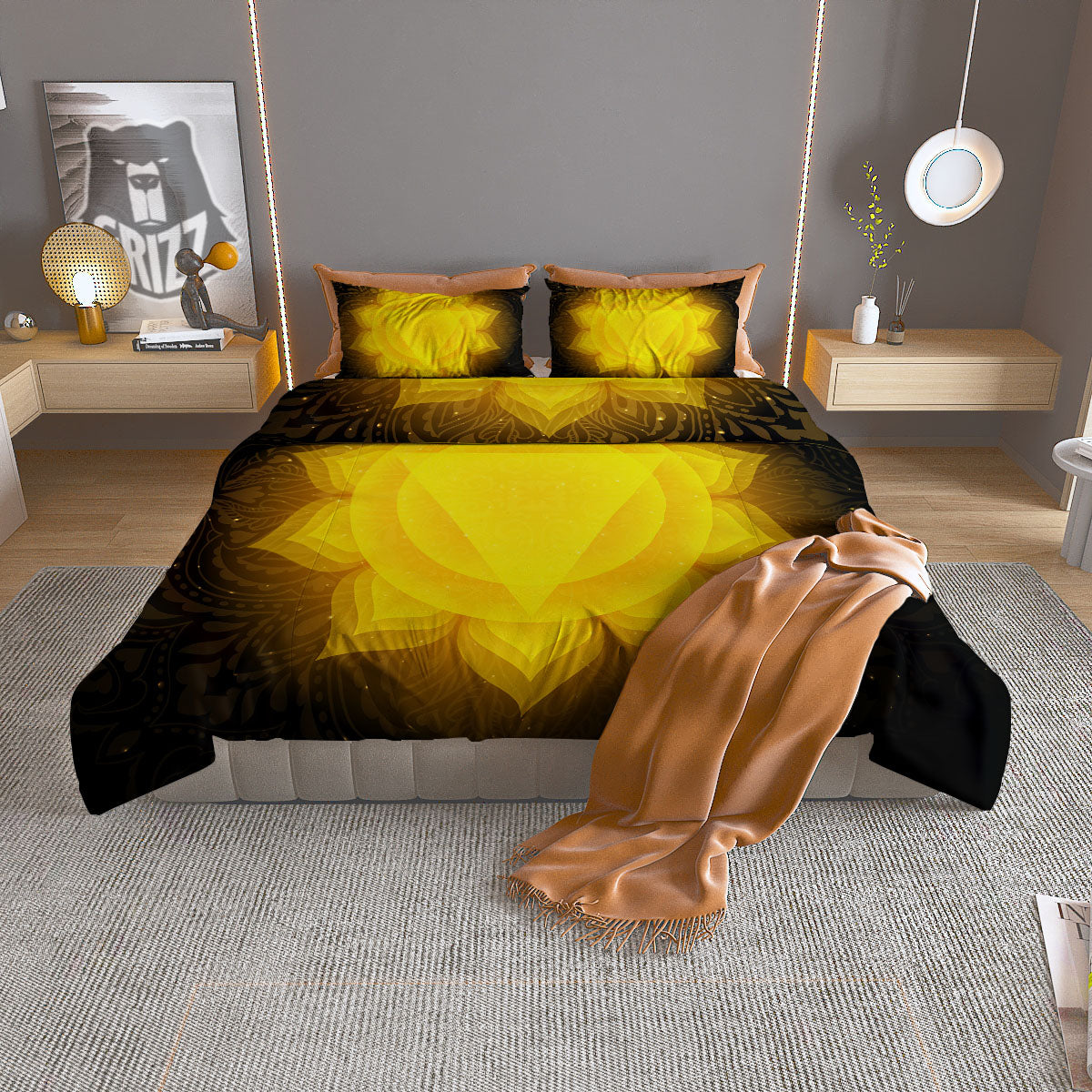Chakra Manipura Mandala Print Duvet Cover Bedding Set