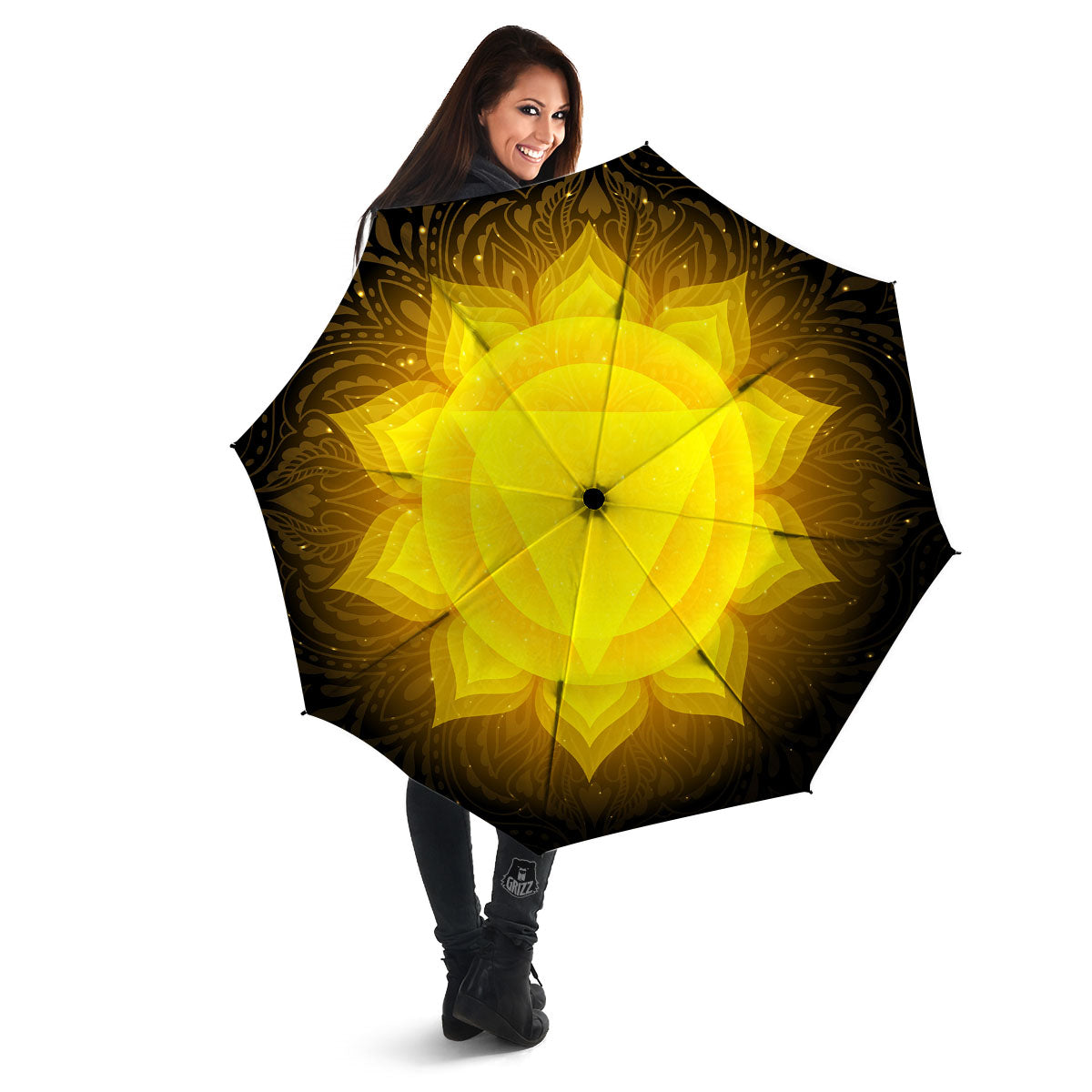 Chakra Manipura Mandala Print Umbrella-grizzshop