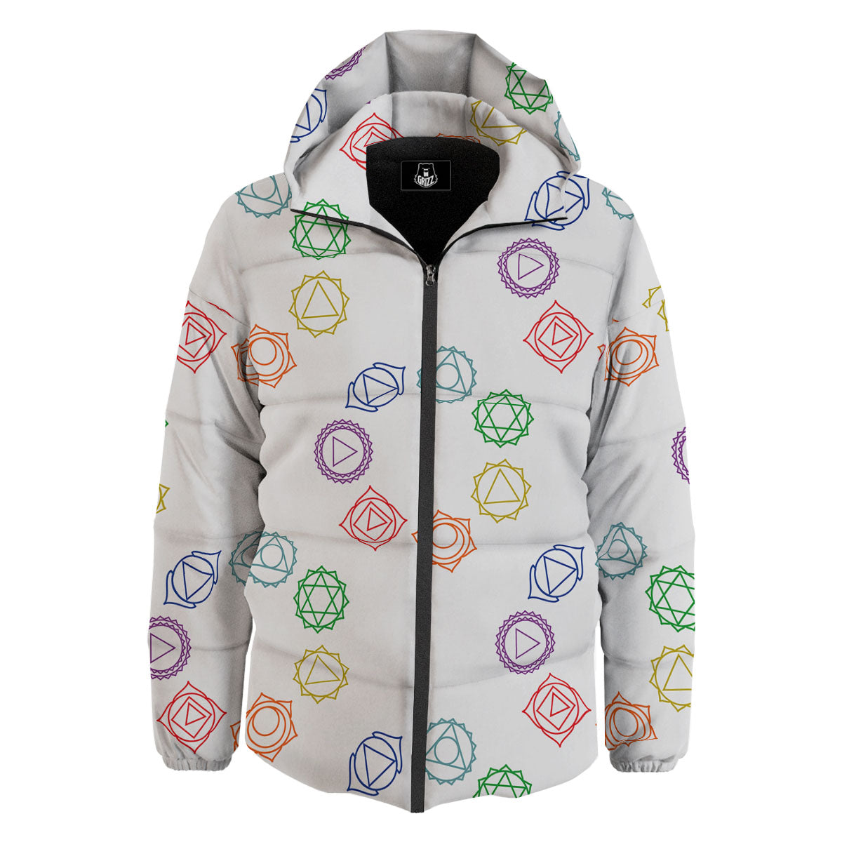 Chakra Manipura Print Pattern Down Jacket-grizzshop