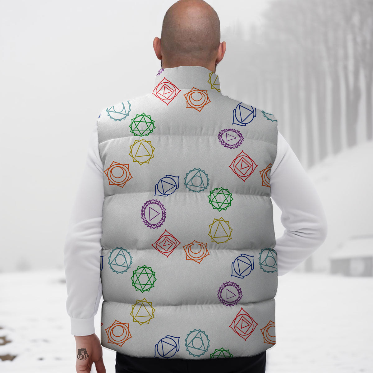 Chakra Manipura Print Pattern Down Vest-grizzshop