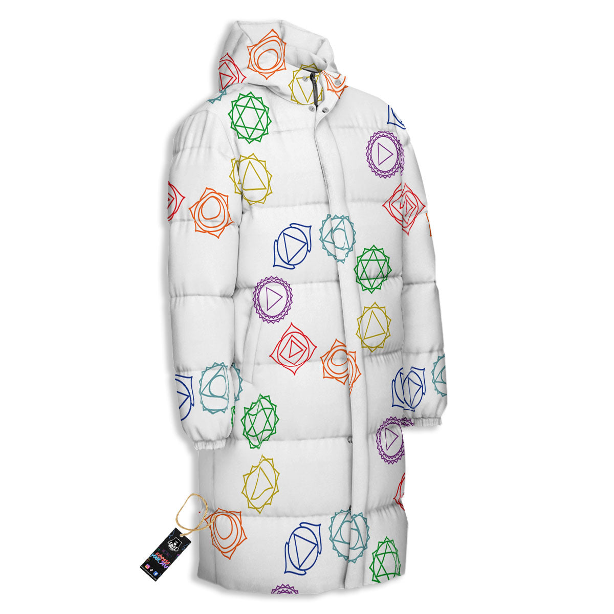Chakra Manipura Print Pattern Long Down Jacket-grizzshop