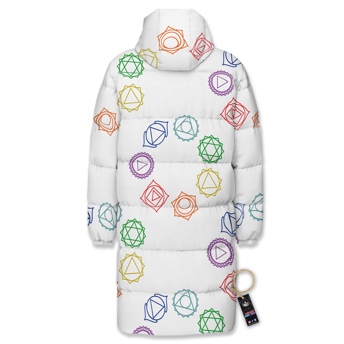 Chakra Manipura Print Pattern Long Down Jacket-grizzshop