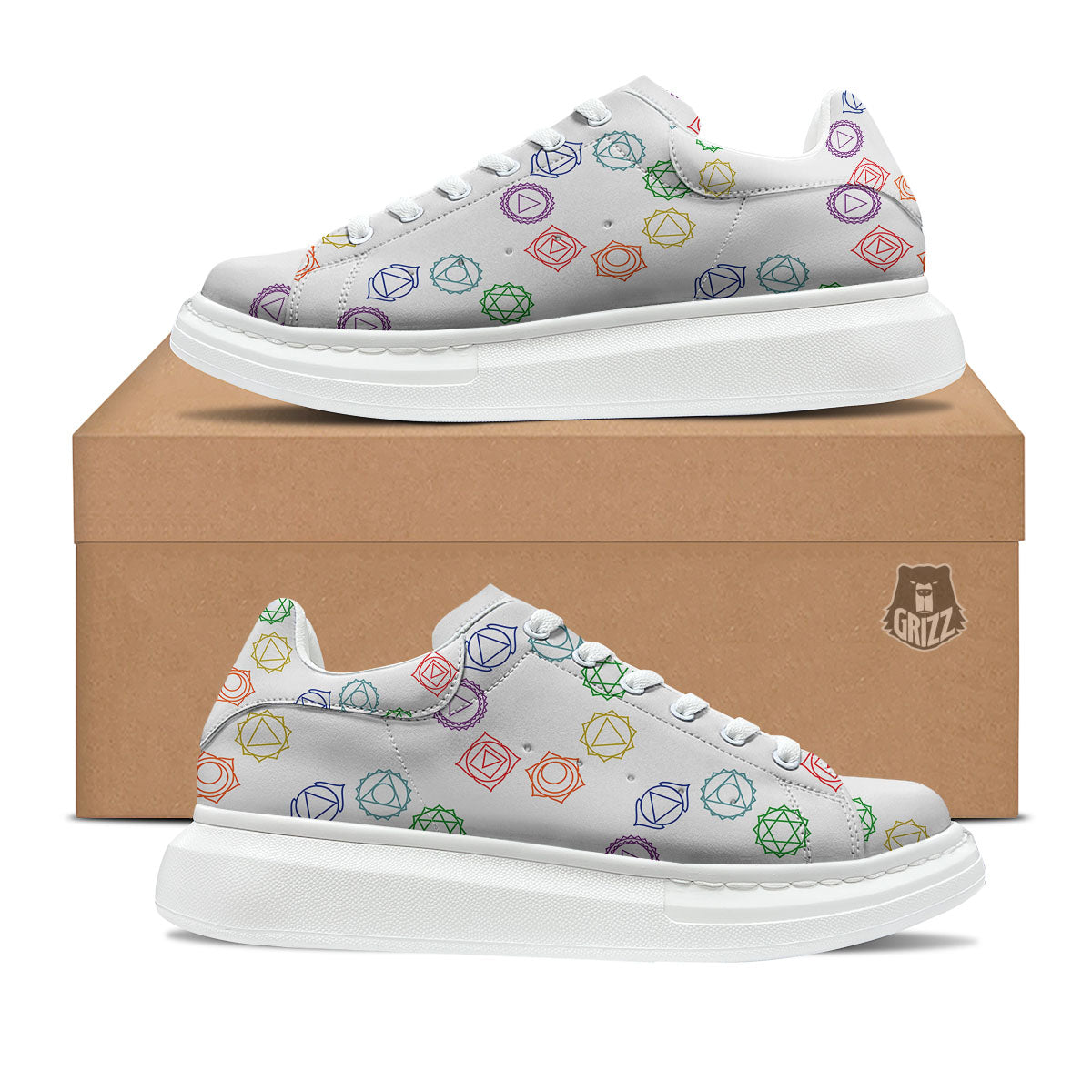 Chakra Manipura Print Pattern Platform Shoes-grizzshop