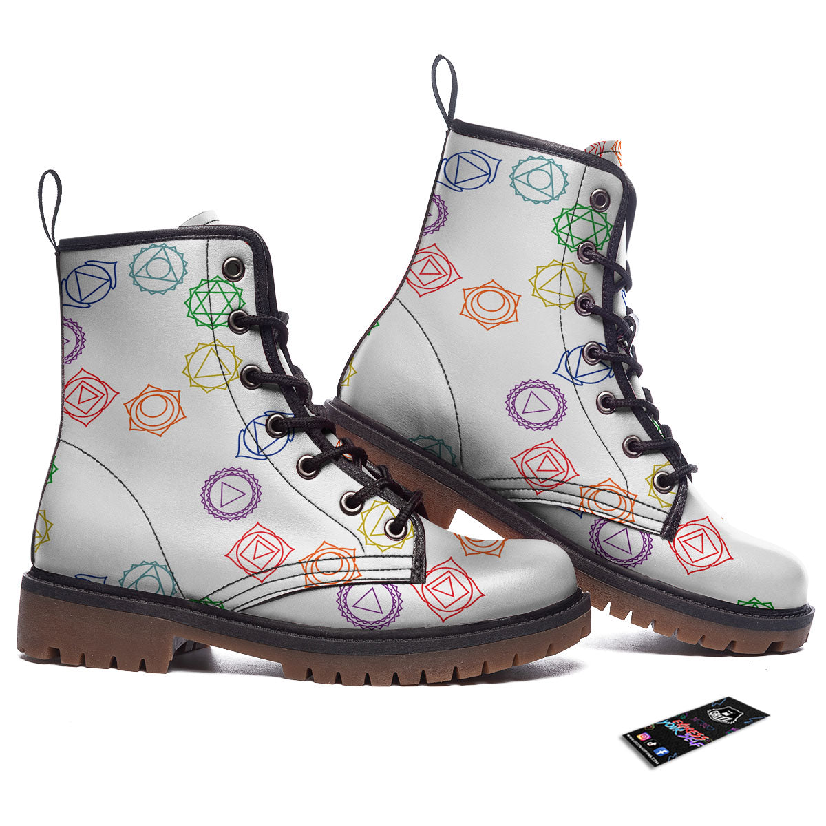 Chakra Manipura Print Pattern Work Boots-grizzshop