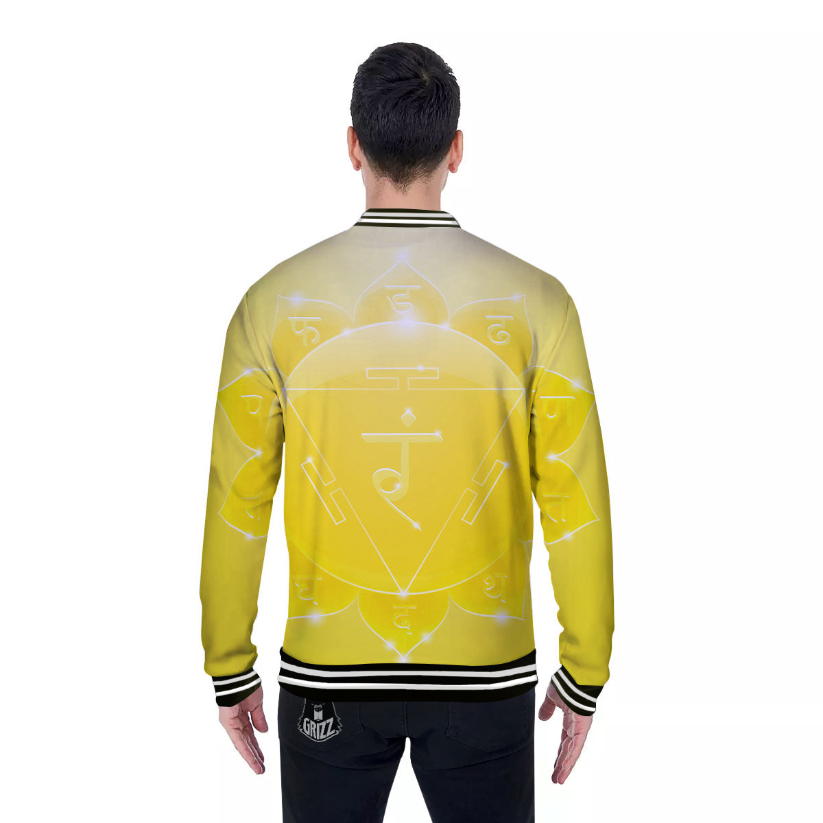 Chakra Manipura Spiritual Print Baseball Jacket-grizzshop