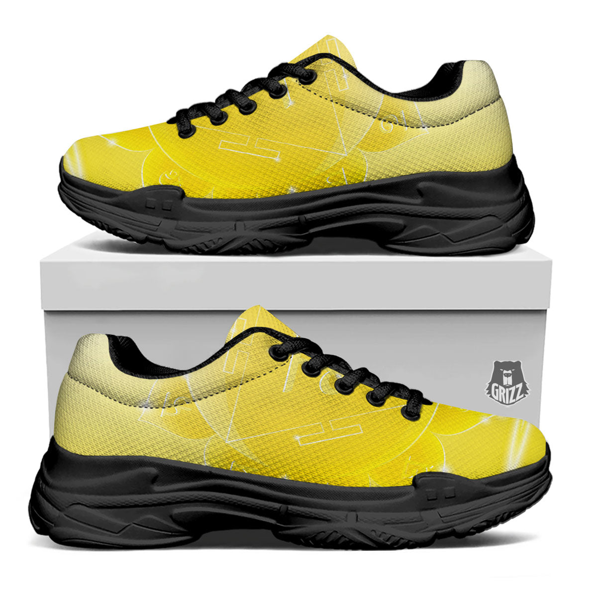 Chakra Manipura Spiritual Print Black Chunky Shoes-grizzshop