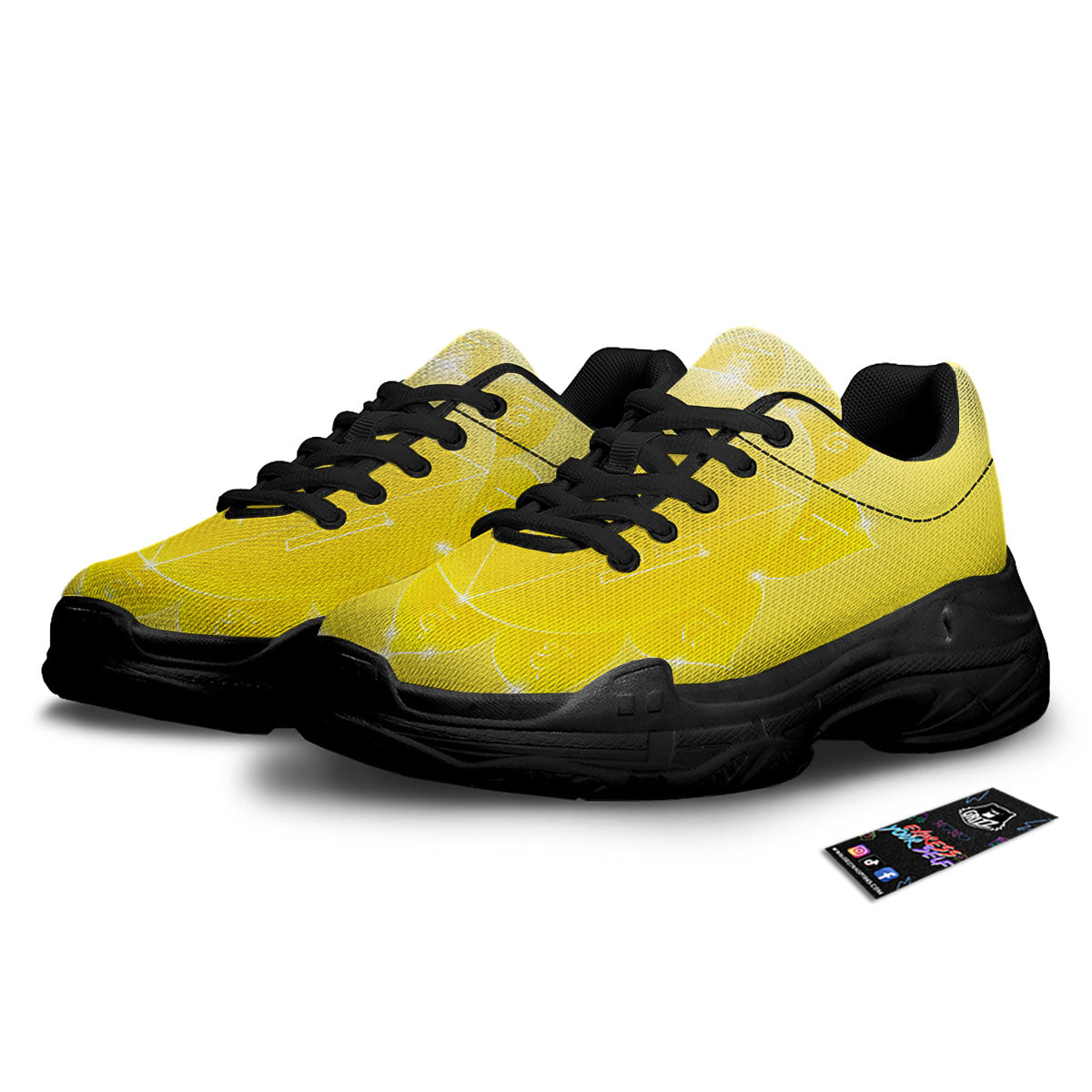 Chakra Manipura Spiritual Print Black Chunky Shoes-grizzshop
