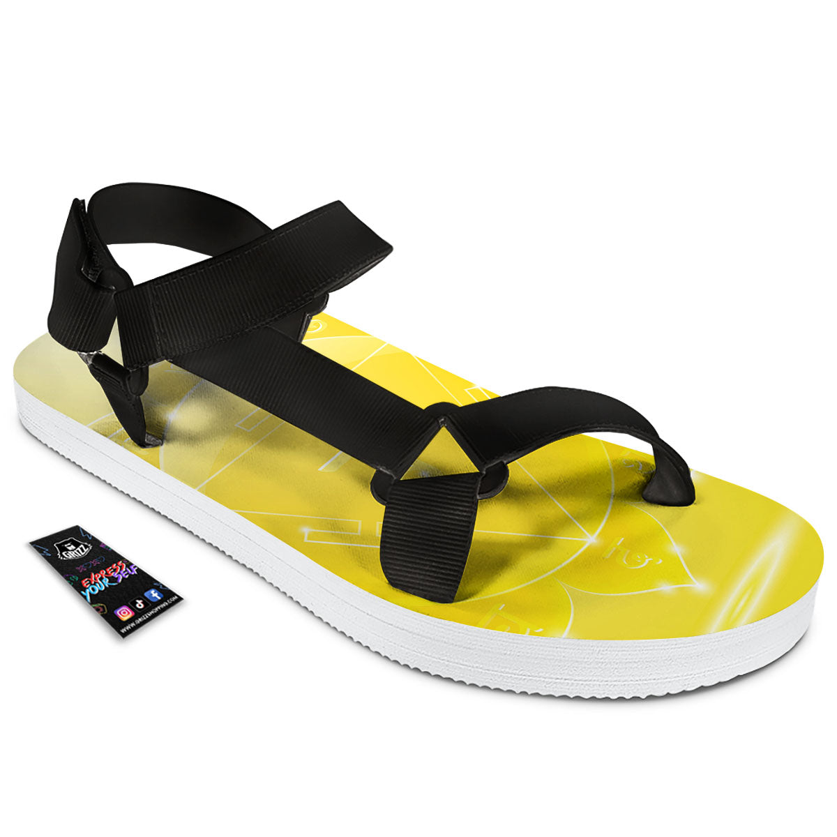 Chakra Manipura Spiritual Print Black Open Toe Sandals-grizzshop