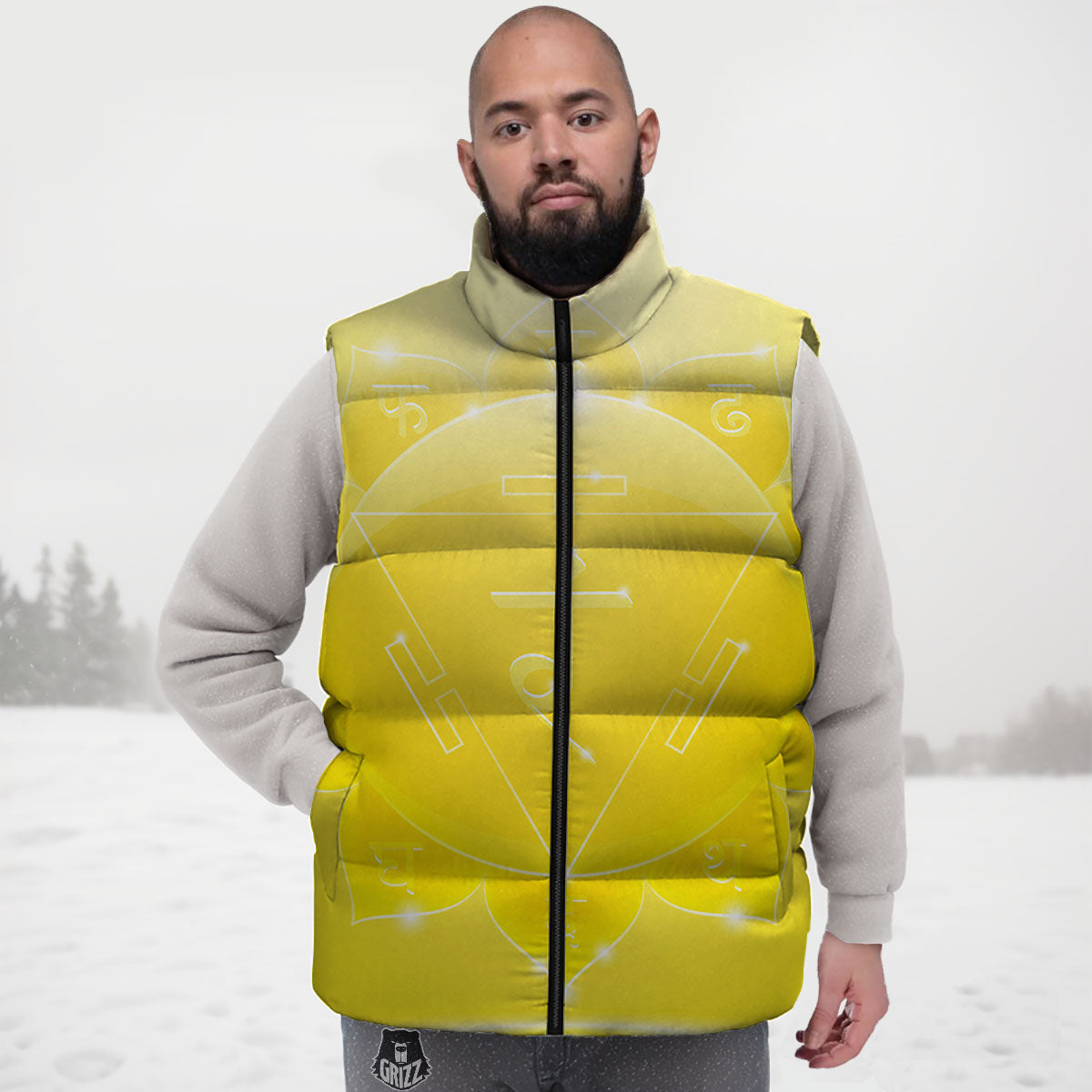 Chakra Manipura Spiritual Print Down Vest