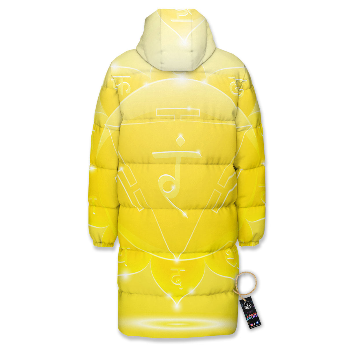 Chakra Manipura Spiritual Print Long Down Jacket-grizzshop