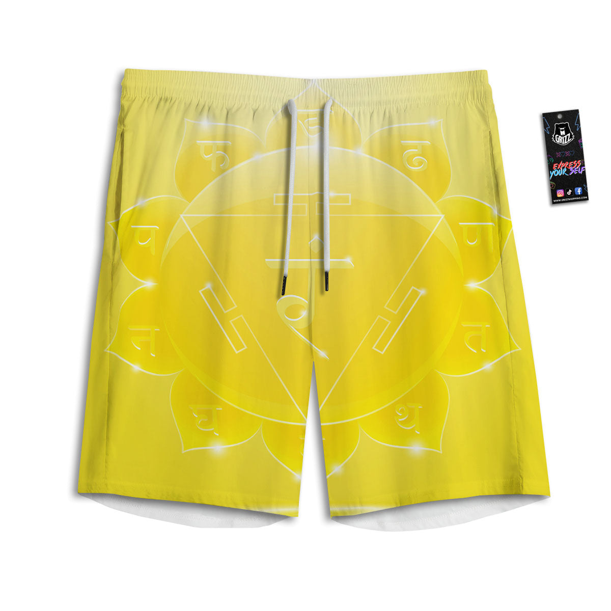 Chakra Manipura Spiritual Print Men's Athletic Shorts