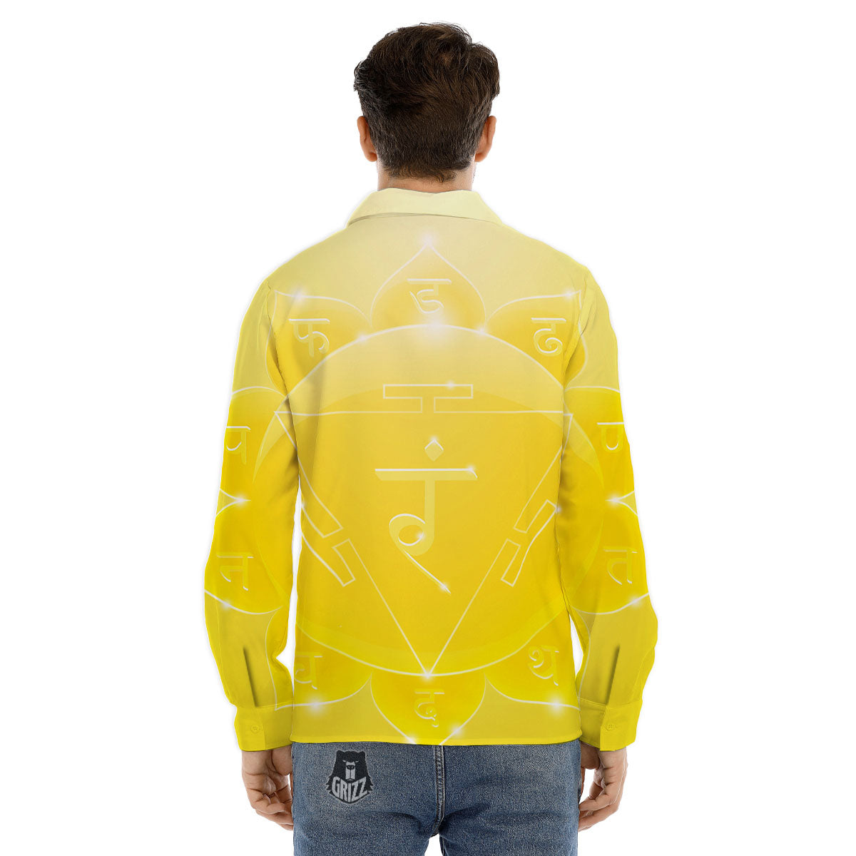 Chakra Manipura Spiritual Print Men's Dress Shirts-grizzshop