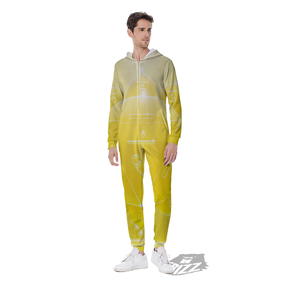 Chakra Manipura Spiritual Print Men's Jumpsuit-grizzshop