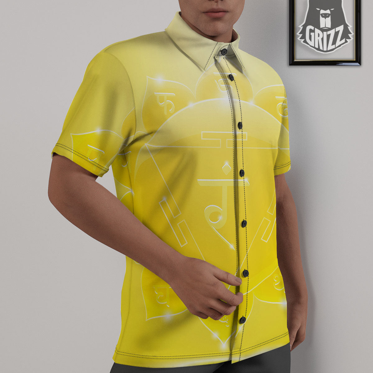 Chakra Manipura Spiritual Print Untucked Shirts-grizzshop