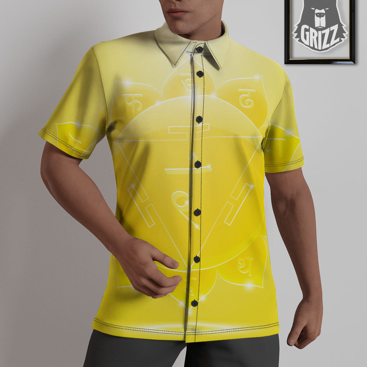 Chakra Manipura Spiritual Print Untucked Shirts-grizzshop