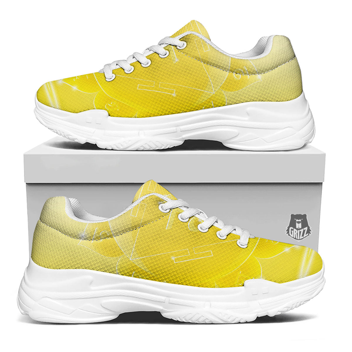 Chakra Manipura Spiritual Print White Chunky Shoes-grizzshop