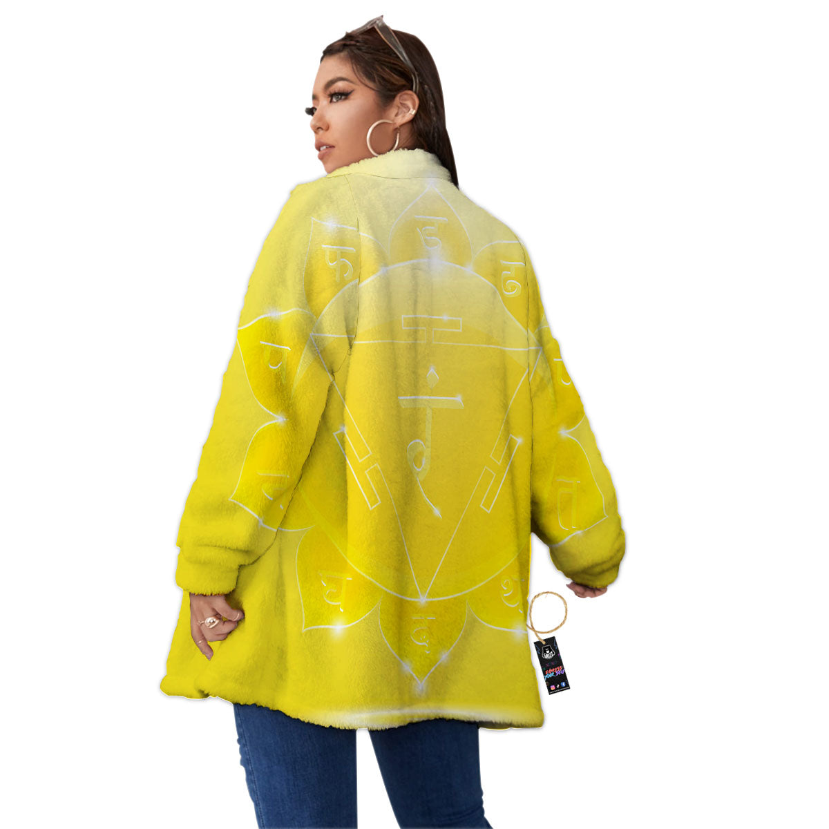 Chakra Manipura Spiritual Print Women's Sherpa Jacket-grizzshop
