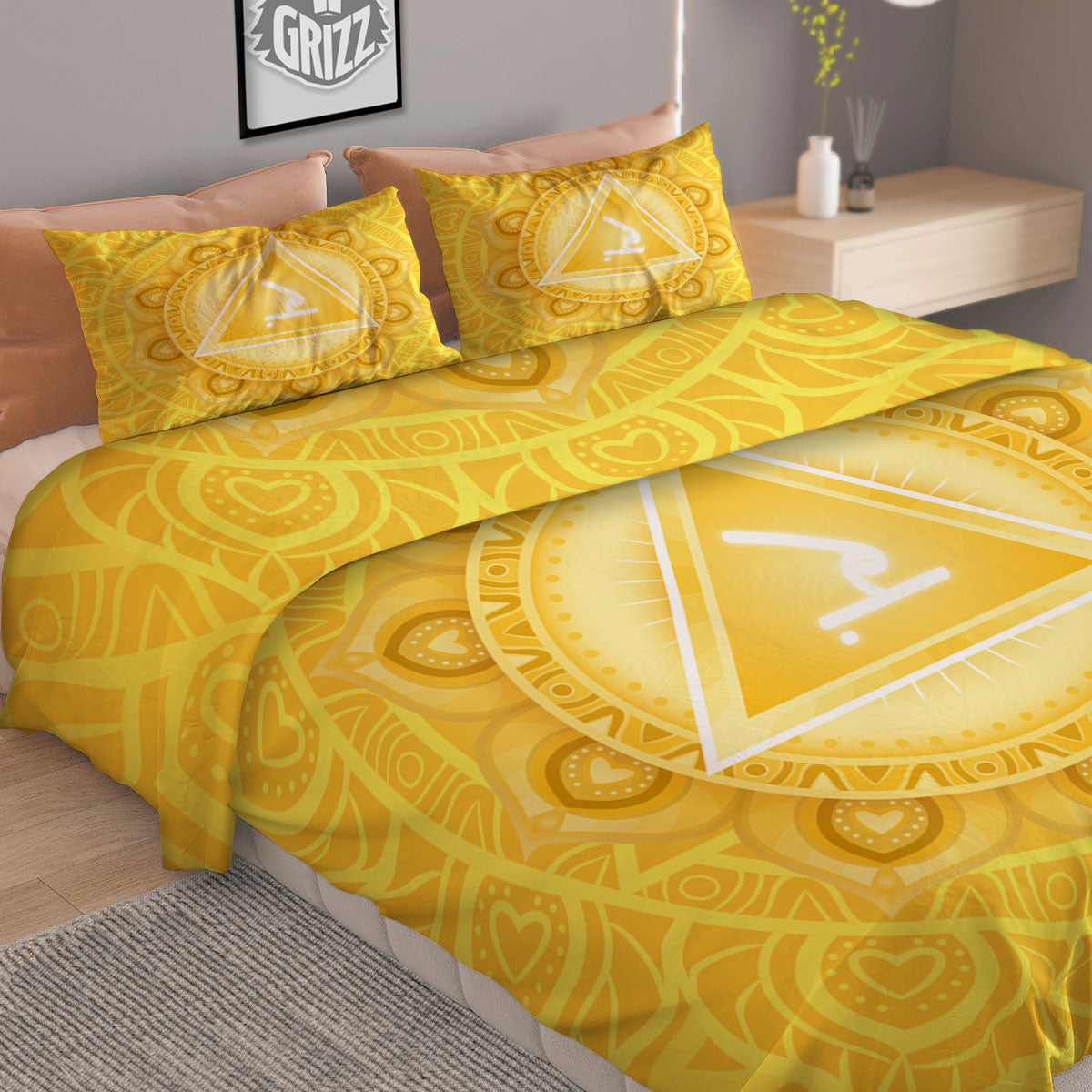 Chakra Manipura Symbol Print Duvet Cover Bedding Set