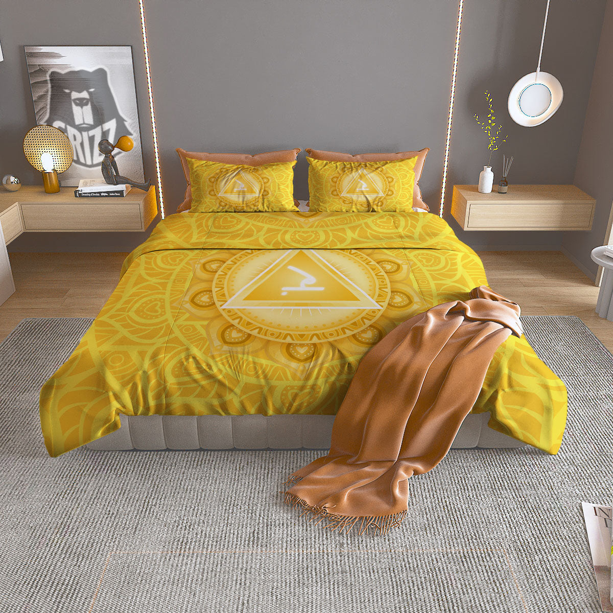 Chakra Manipura Symbol Print Duvet Cover Bedding Set