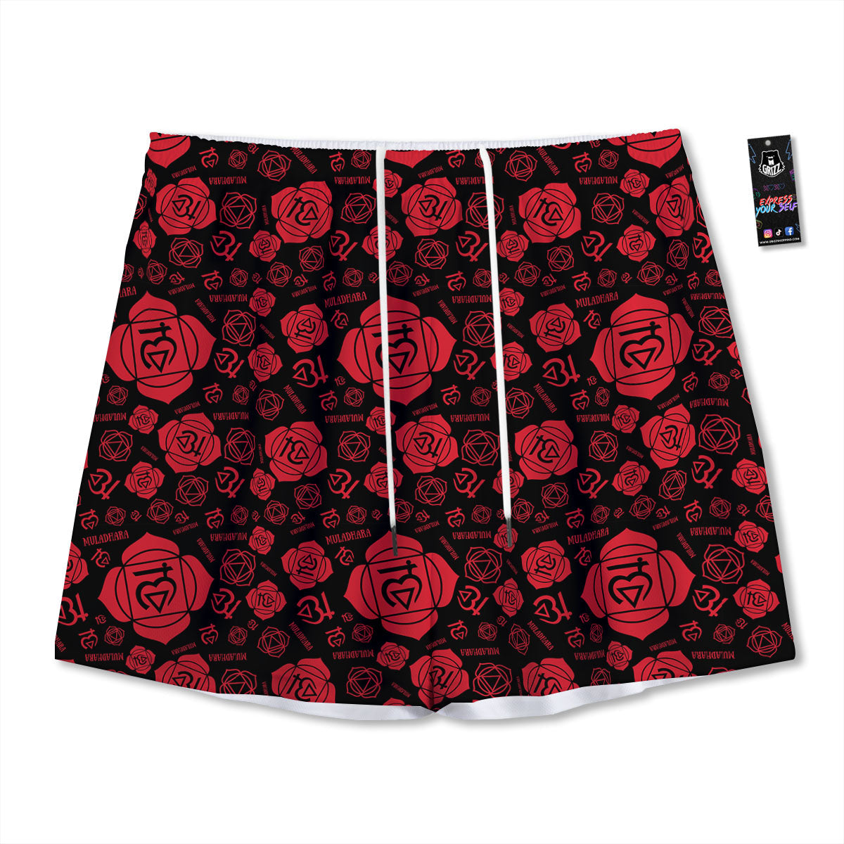 Chakra Muladhara Chakra Pattern Mesh Shorts-grizzshop