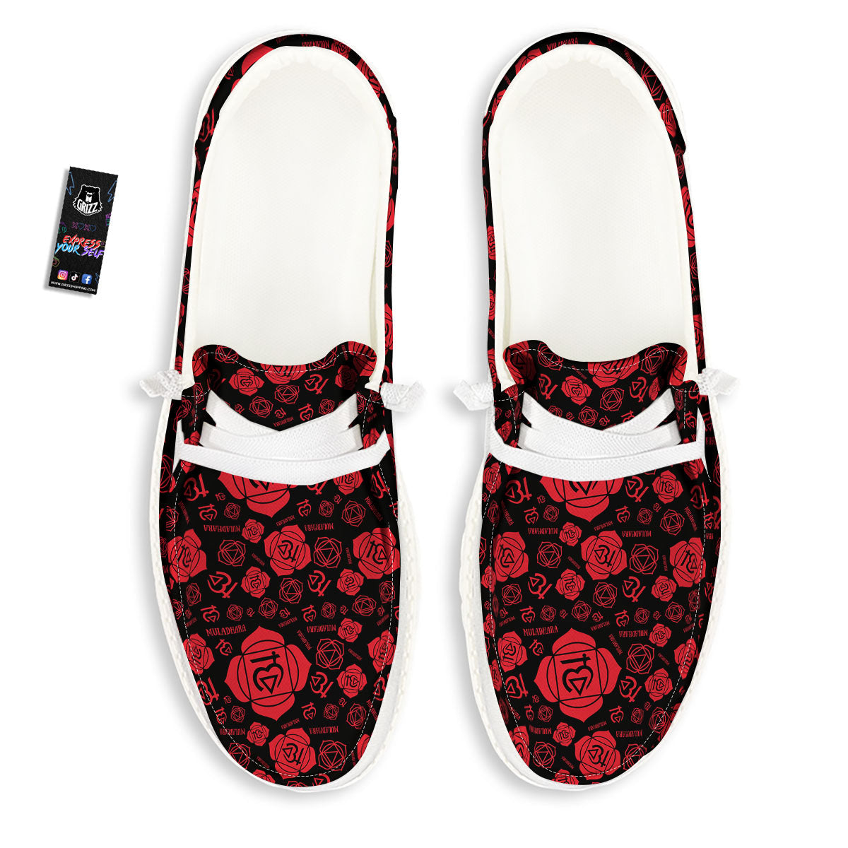 Chakra Muladhara Chakra Pattern White Loafers-grizzshop