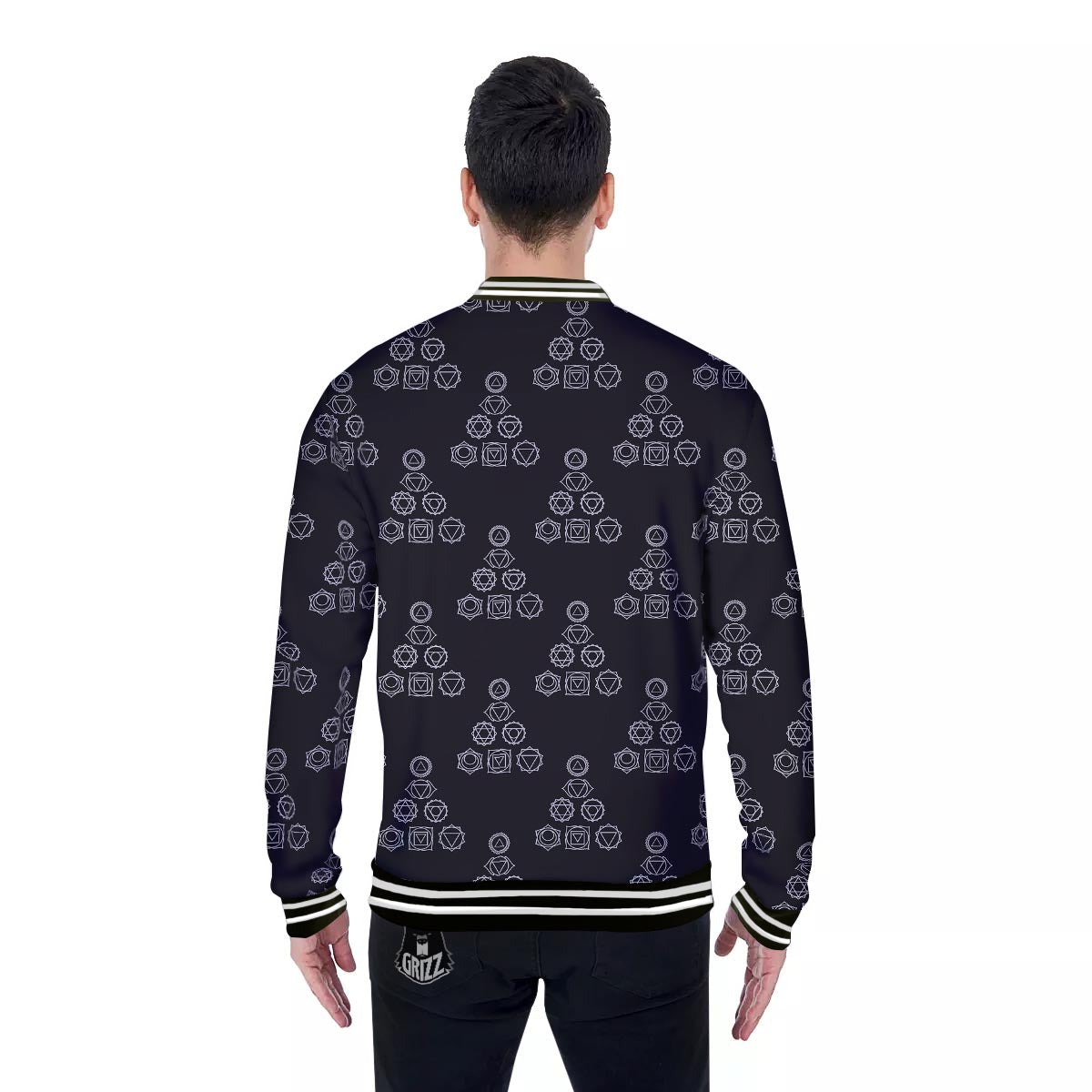 Chakra Sahasrara Print Pattern Baseball Jacket-grizzshop