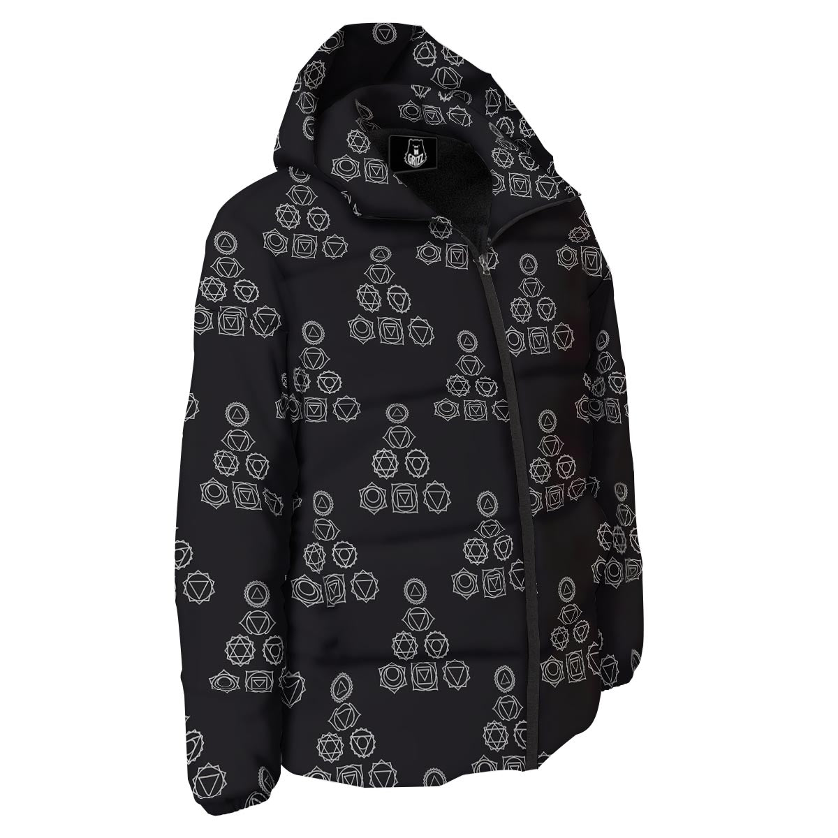 Chakra Sahasrara Print Pattern Down Jacket-grizzshop