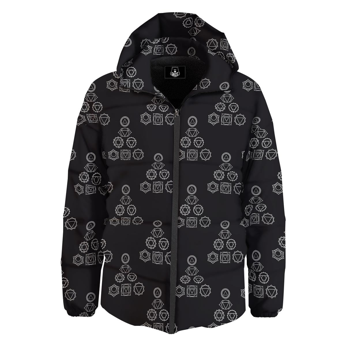 Chakra Sahasrara Print Pattern Down Jacket-grizzshop
