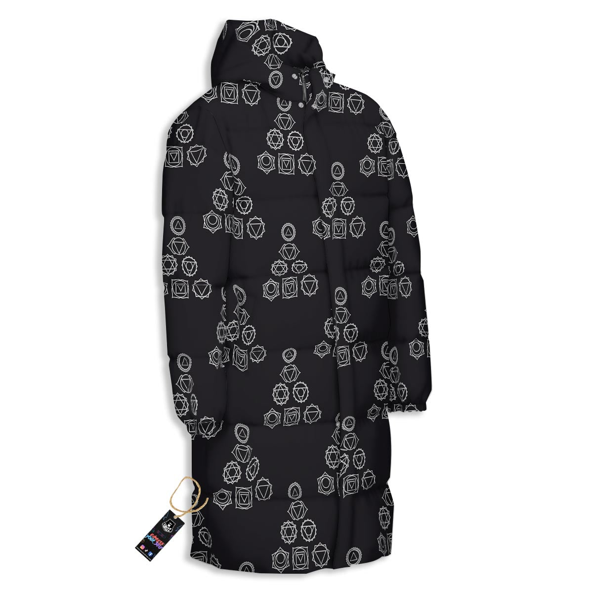 Chakra Sahasrara Print Pattern Long Down Jacket-grizzshop