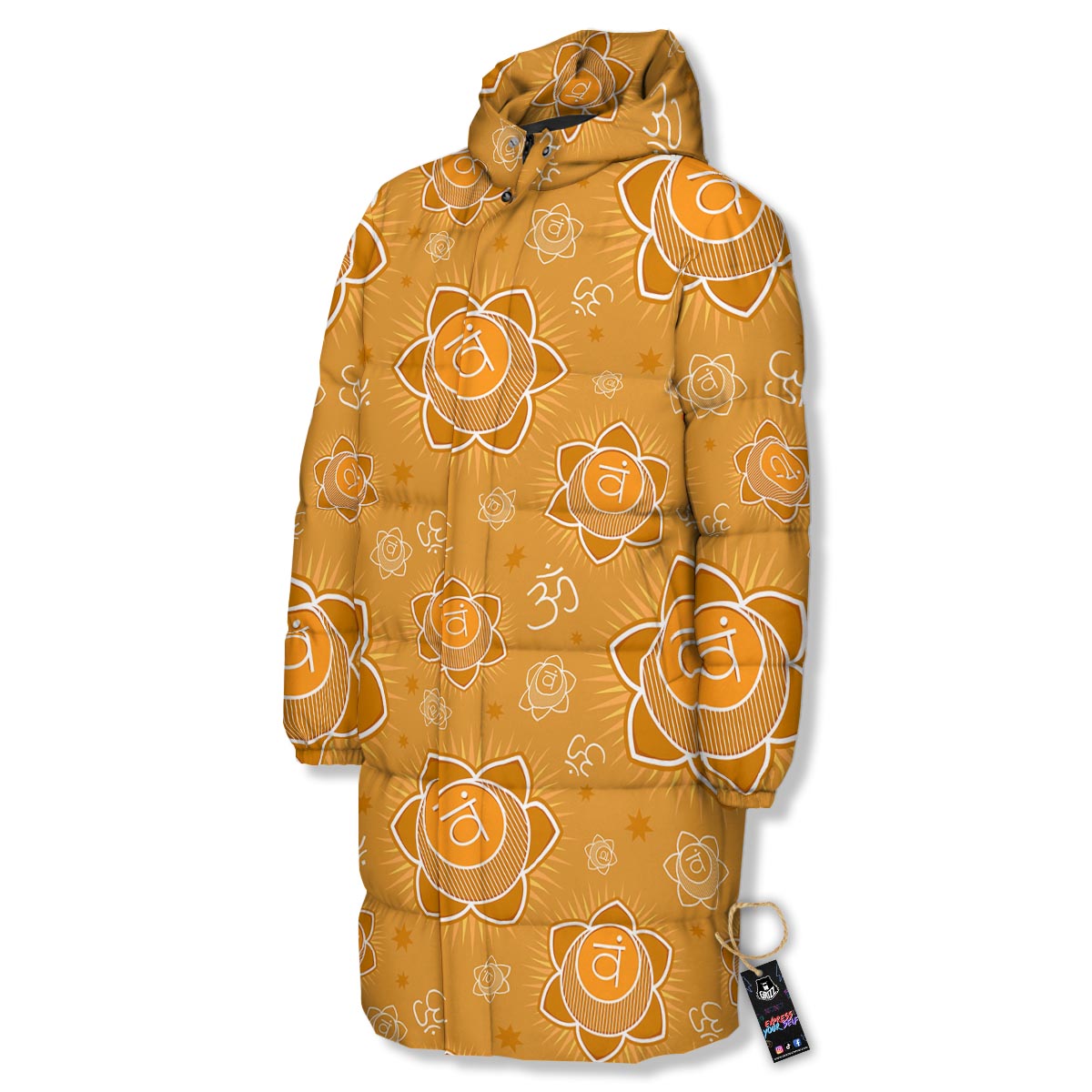 Chakra Swadhisthana Print Pattern Long Down Jacket-grizzshop