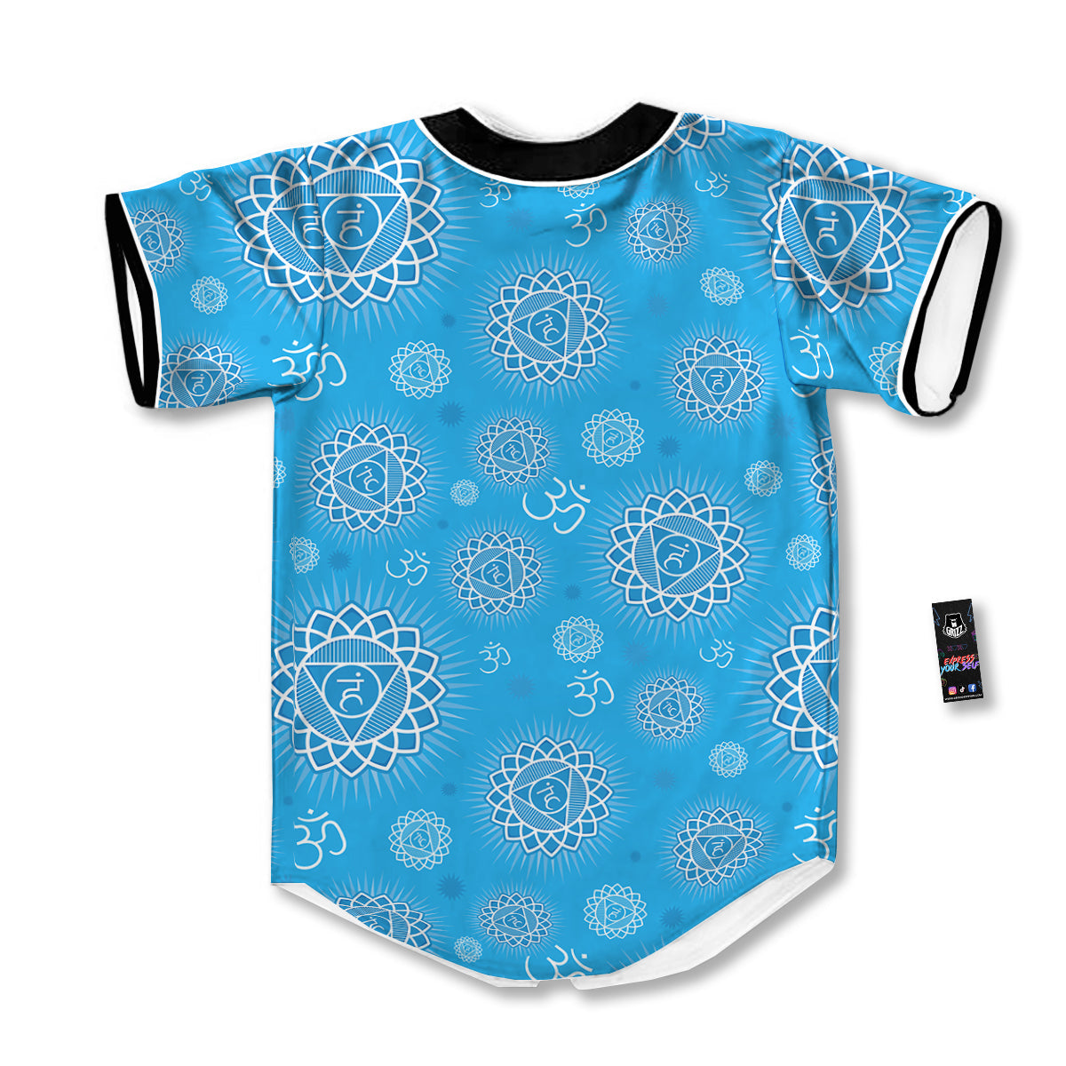 Chakra Vishuddha Print Pattern Baseball Jersey-grizzshop