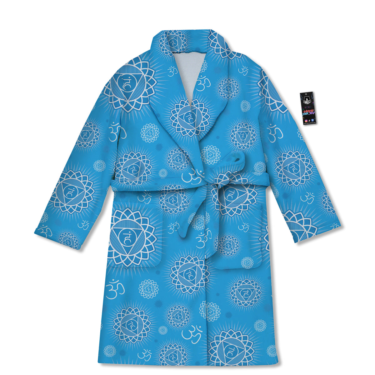 Chakra Vishuddha Print Pattern Bathrobe-grizzshop