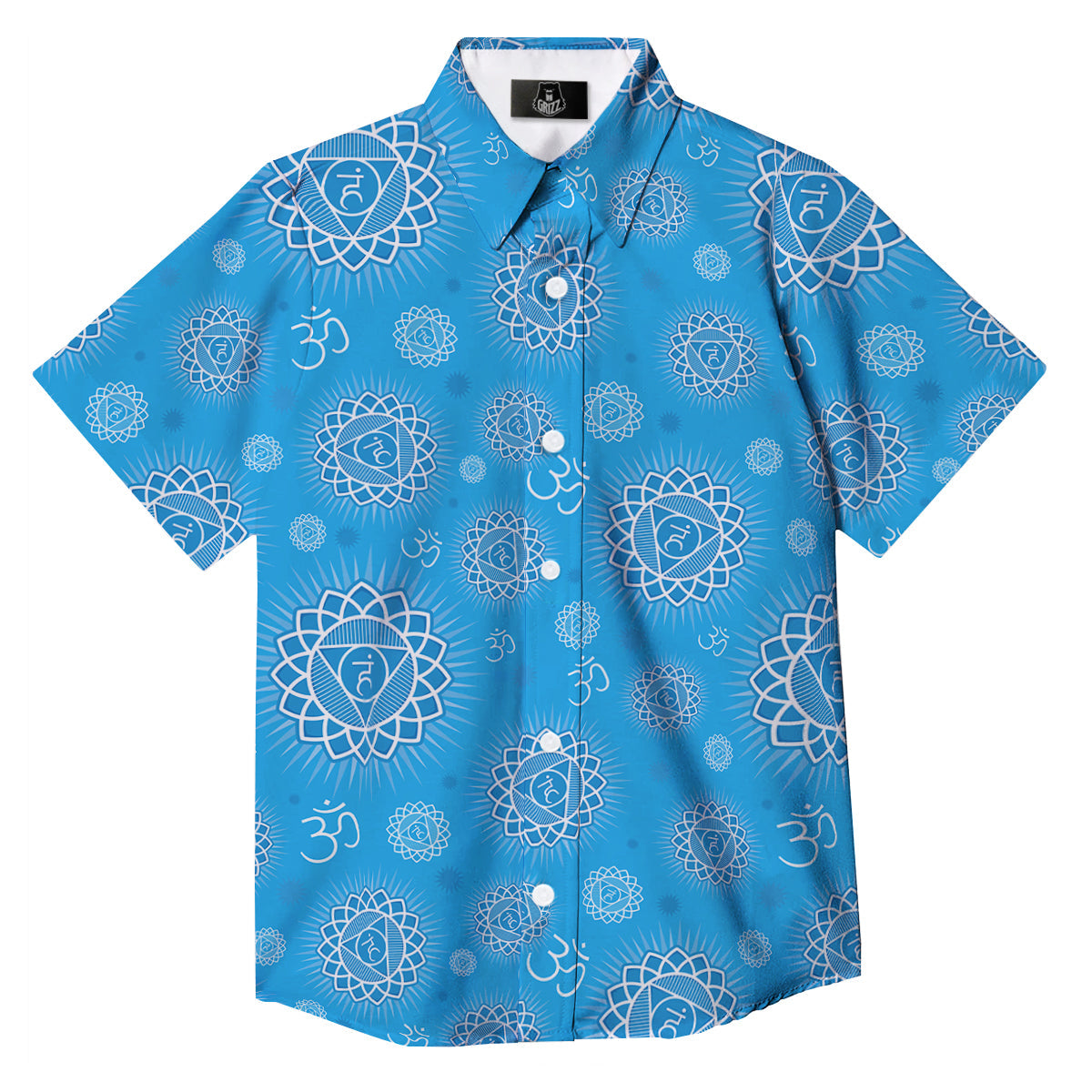 Chakra Vishuddha Print Pattern Button Up Shirt-grizzshop