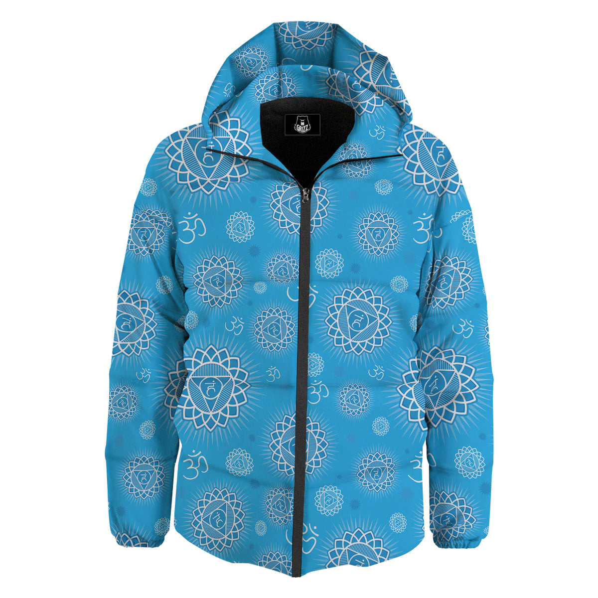 Chakra Vishuddha Print Pattern Down Jacket-grizzshop