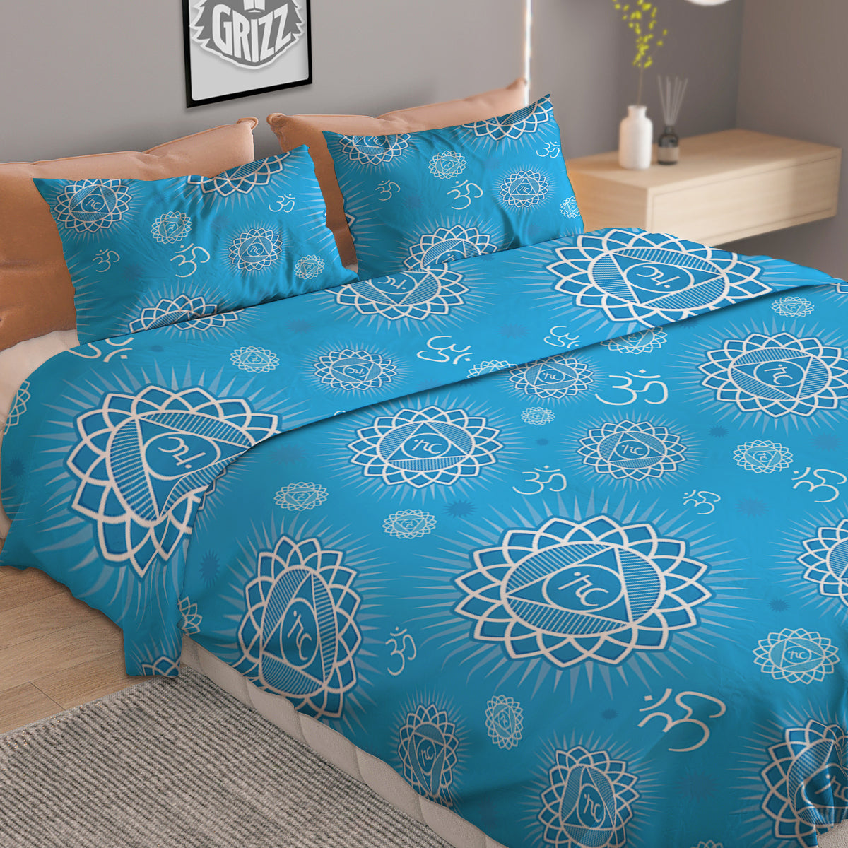Chakra Vishuddha Print Pattern Duvet Cover Bedding Set