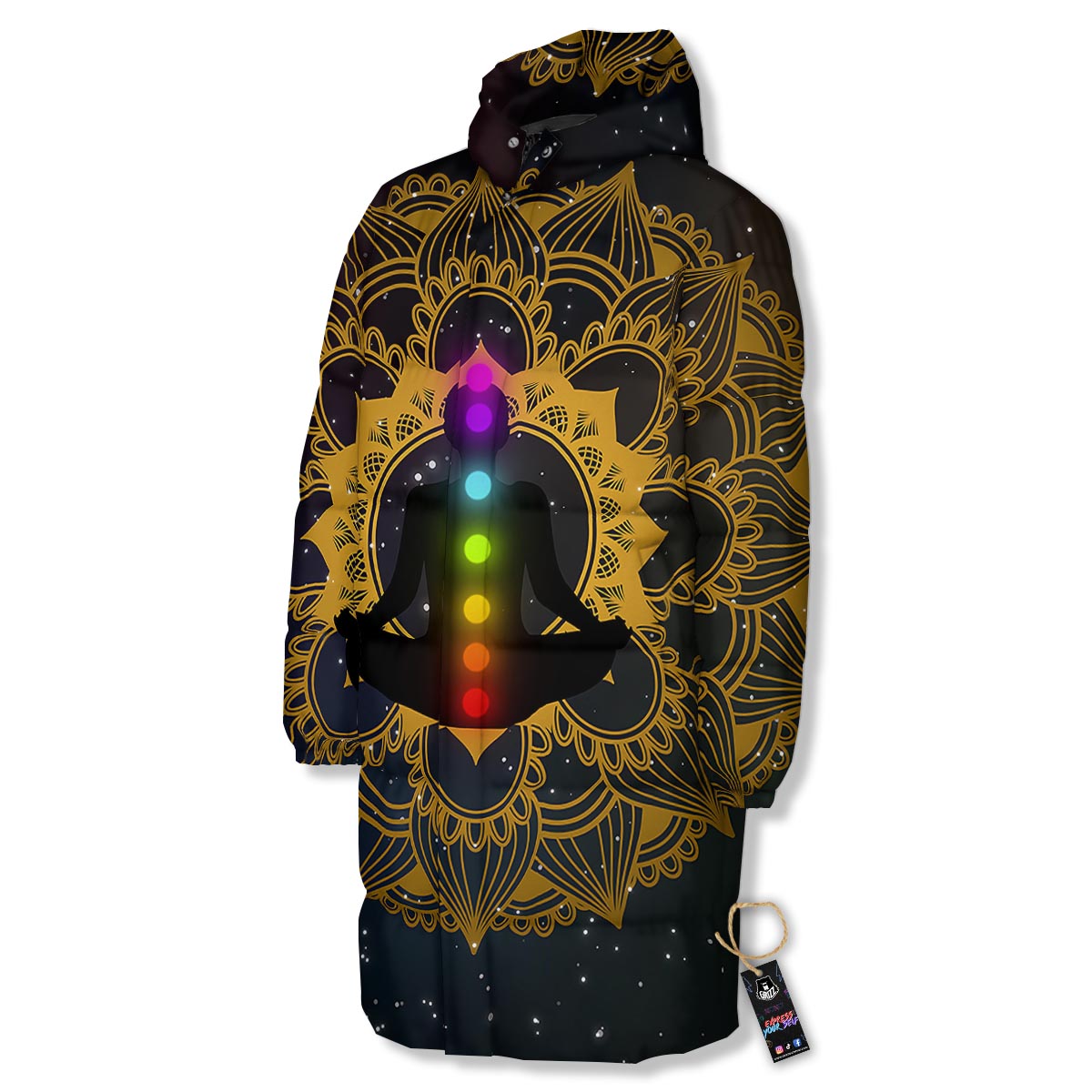 Chakras The Seven Print Long Down Jacket-grizzshop
