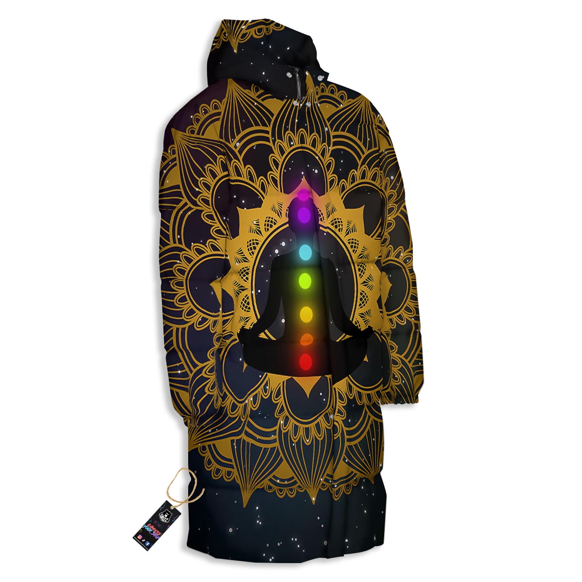 Chakras The Seven Print Long Down Jacket-grizzshop