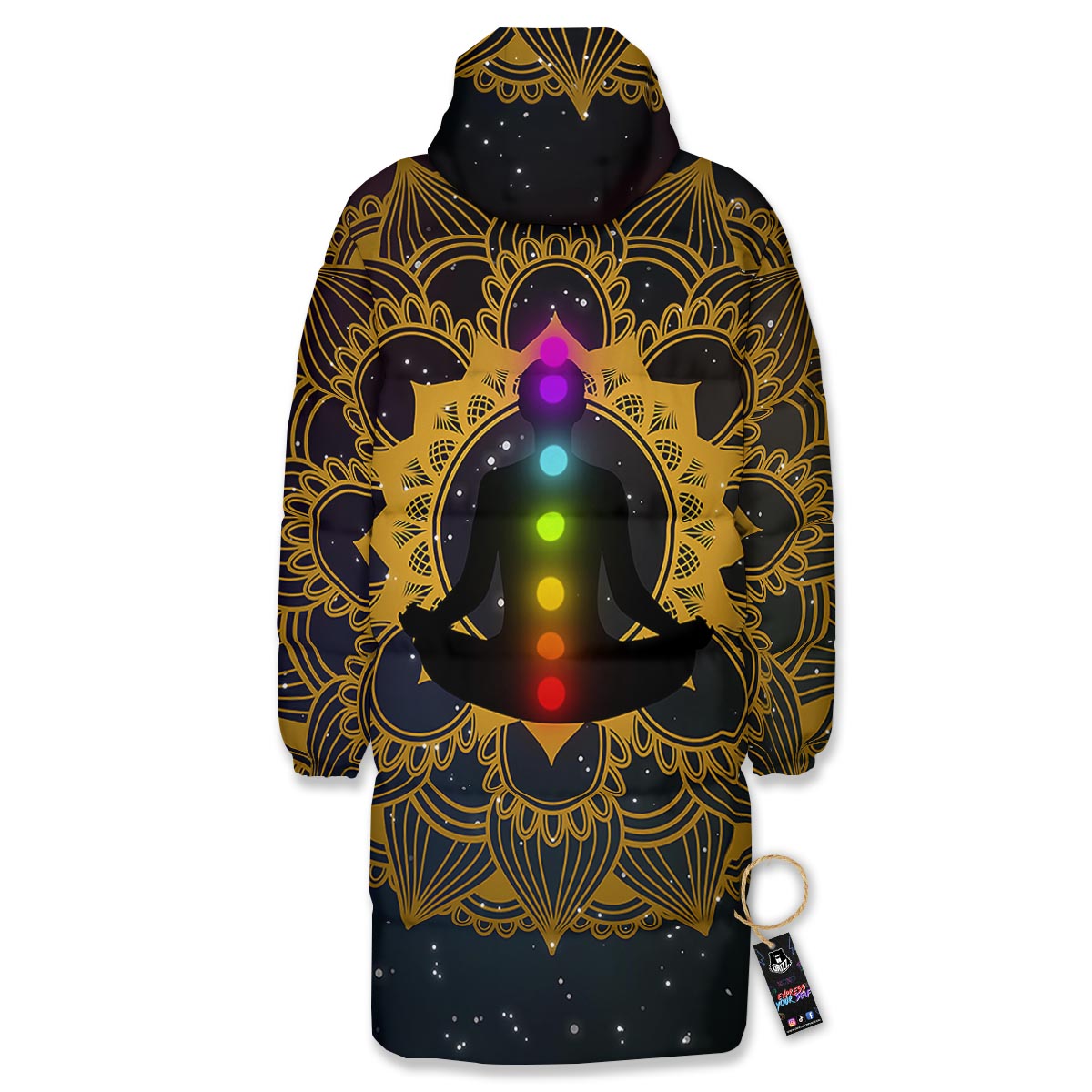 Chakras The Seven Print Long Down Jacket-grizzshop
