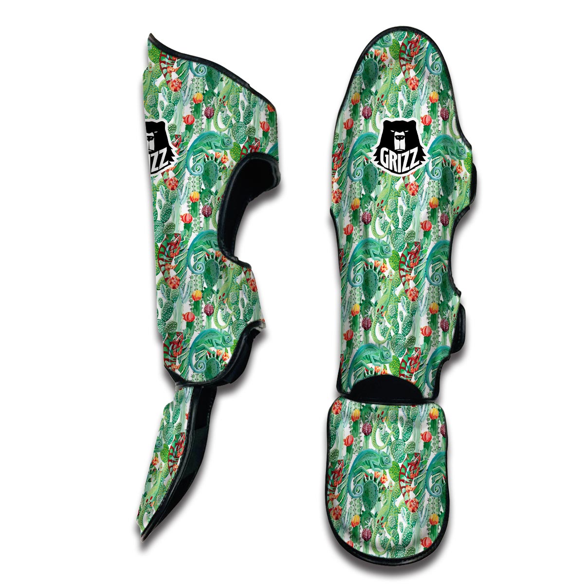 Chameleon And Cactus Muay Thai Shin Guards-grizzshop