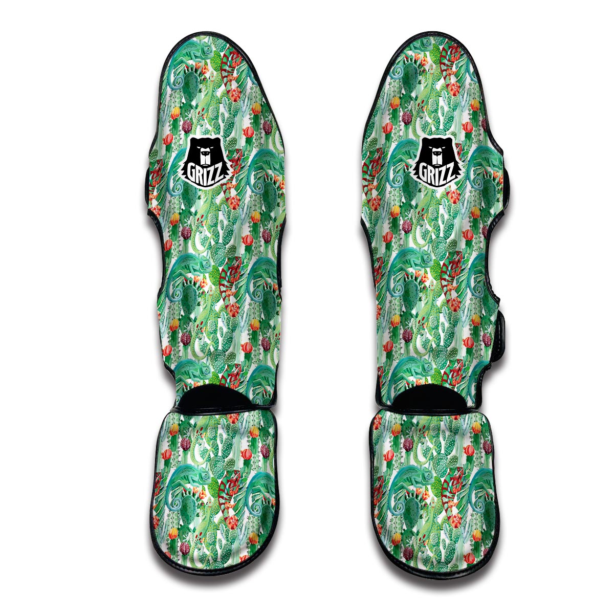 Chameleon And Cactus Muay Thai Shin Guards-grizzshop