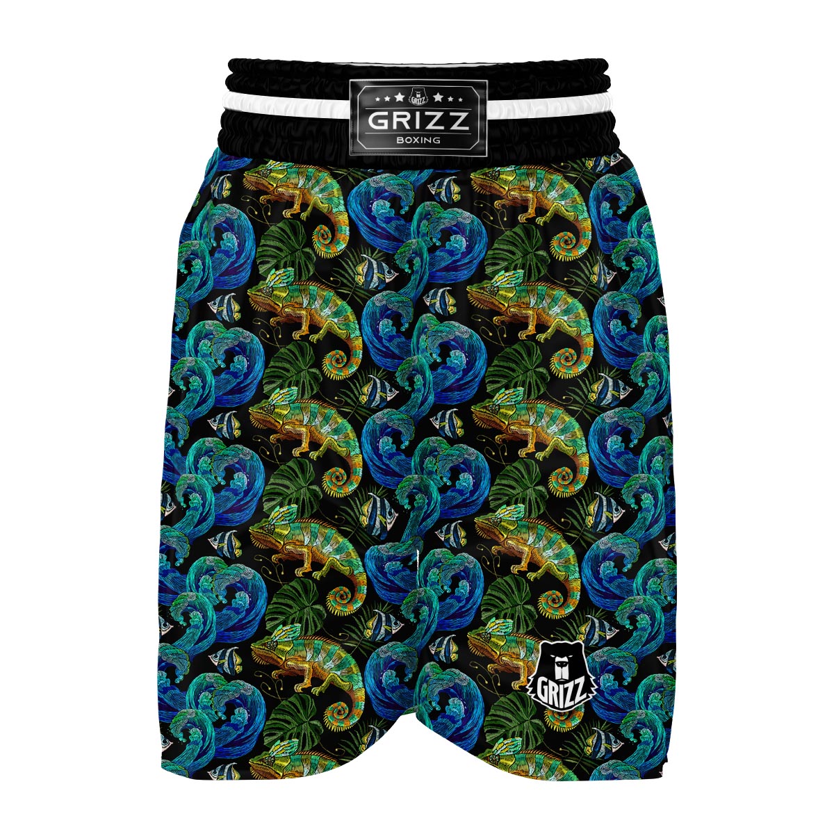 Chameleon Pattern Print Boxing Shorts-grizzshop